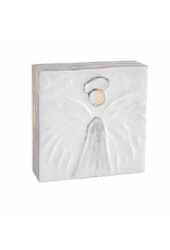 Mud Pie Angel Block Plaque Small With Silver Angel