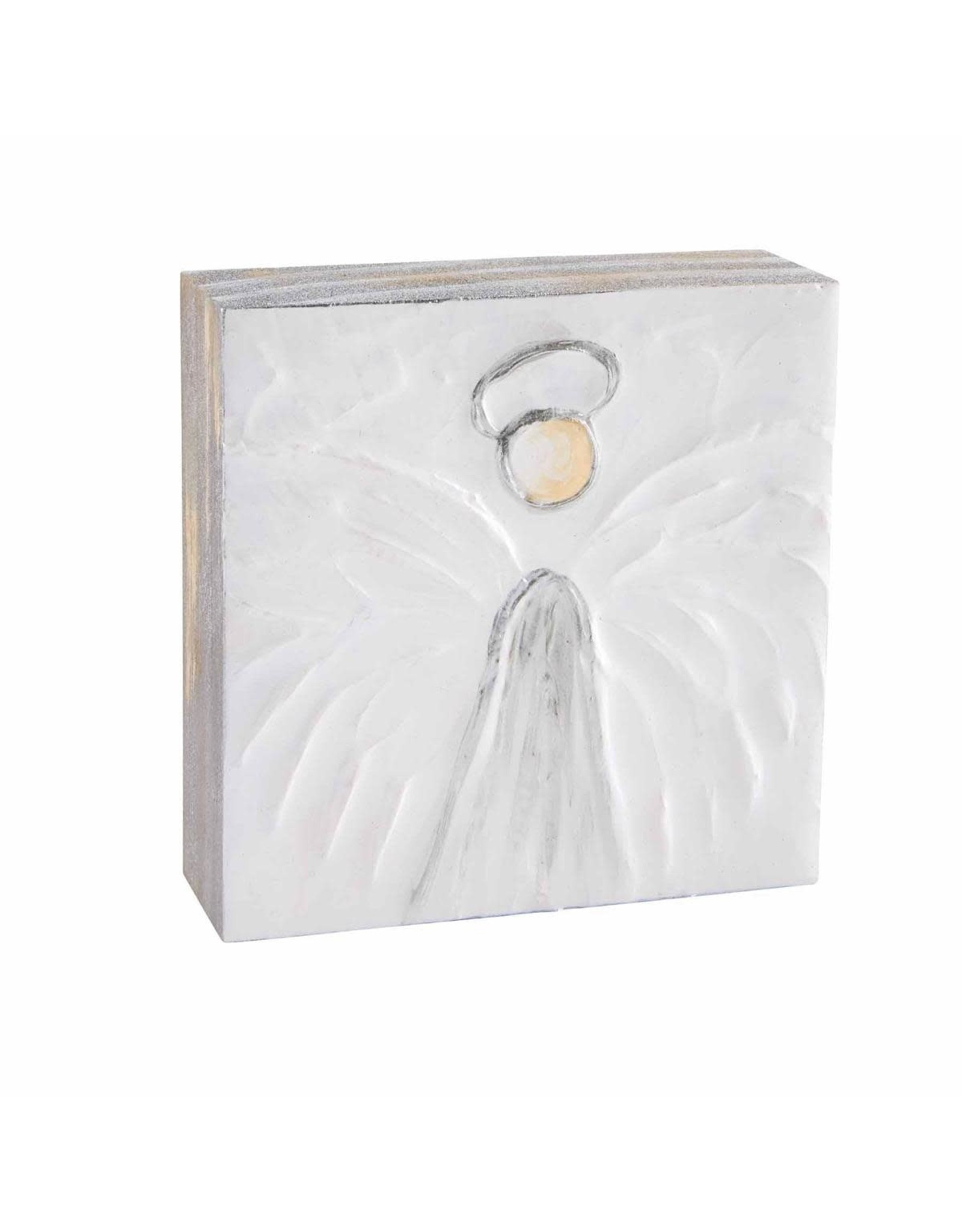 Mud Pie Angel Block Plaque Small With Silver Angel