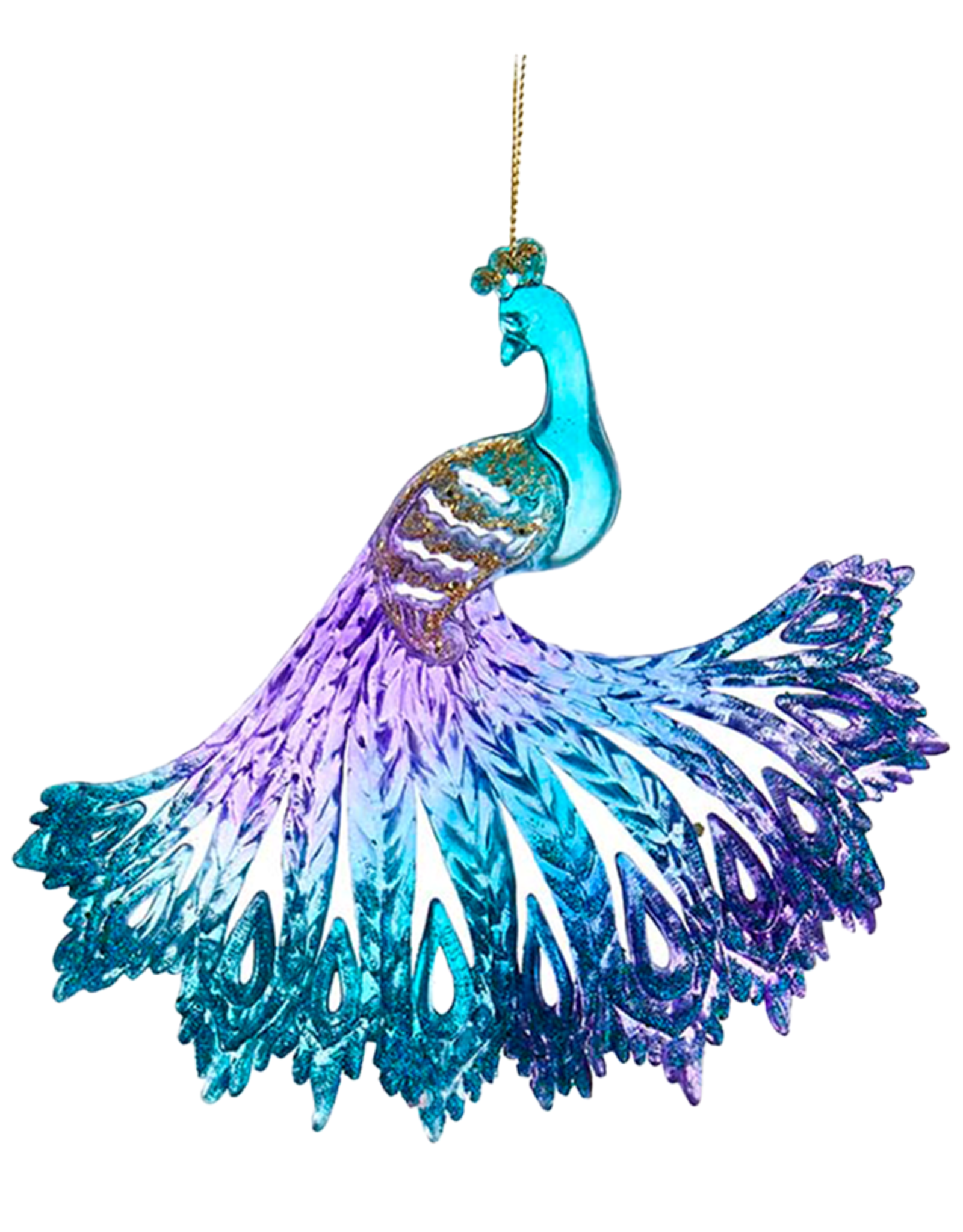 Kurt Adler Glitter Peacock Ornament B