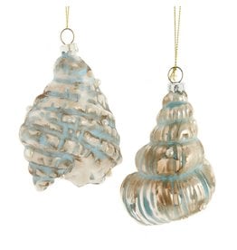 Kurt Adler Glass Conch Shell Ornaments Set Of 2 Assorted