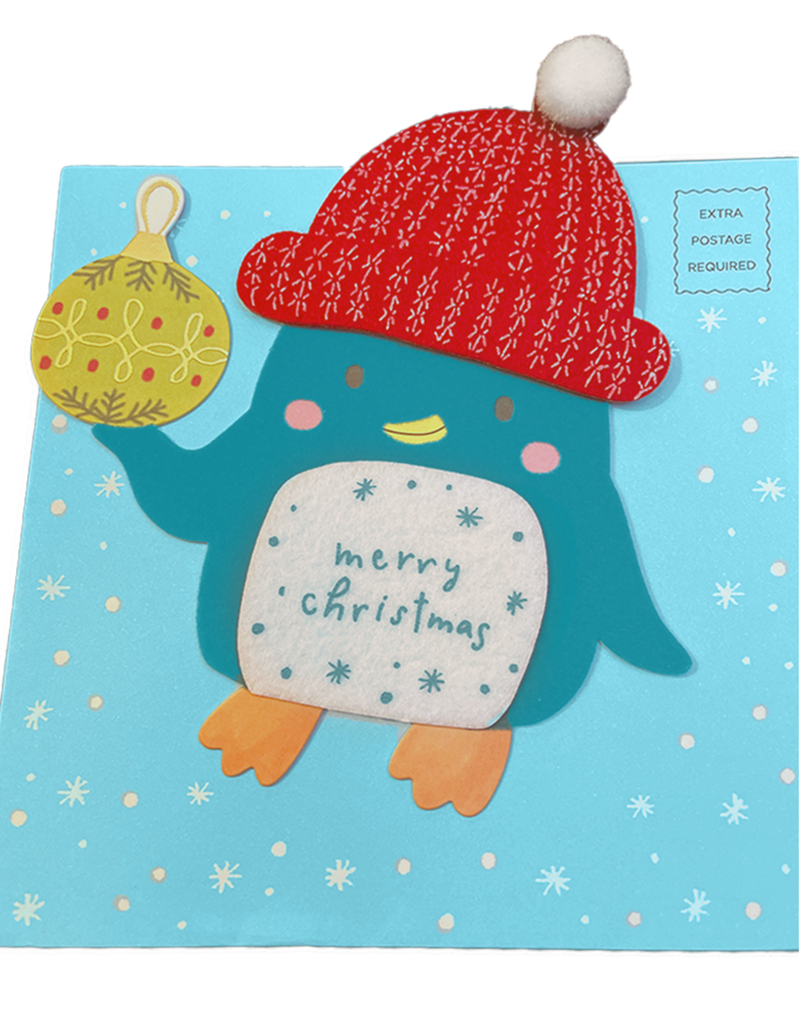 PAPYRUS® Christmas Card Penguin Red Hat With Ornament