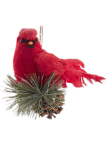 Kurt Adler Red Cardinal On Pinecone Ornament - C