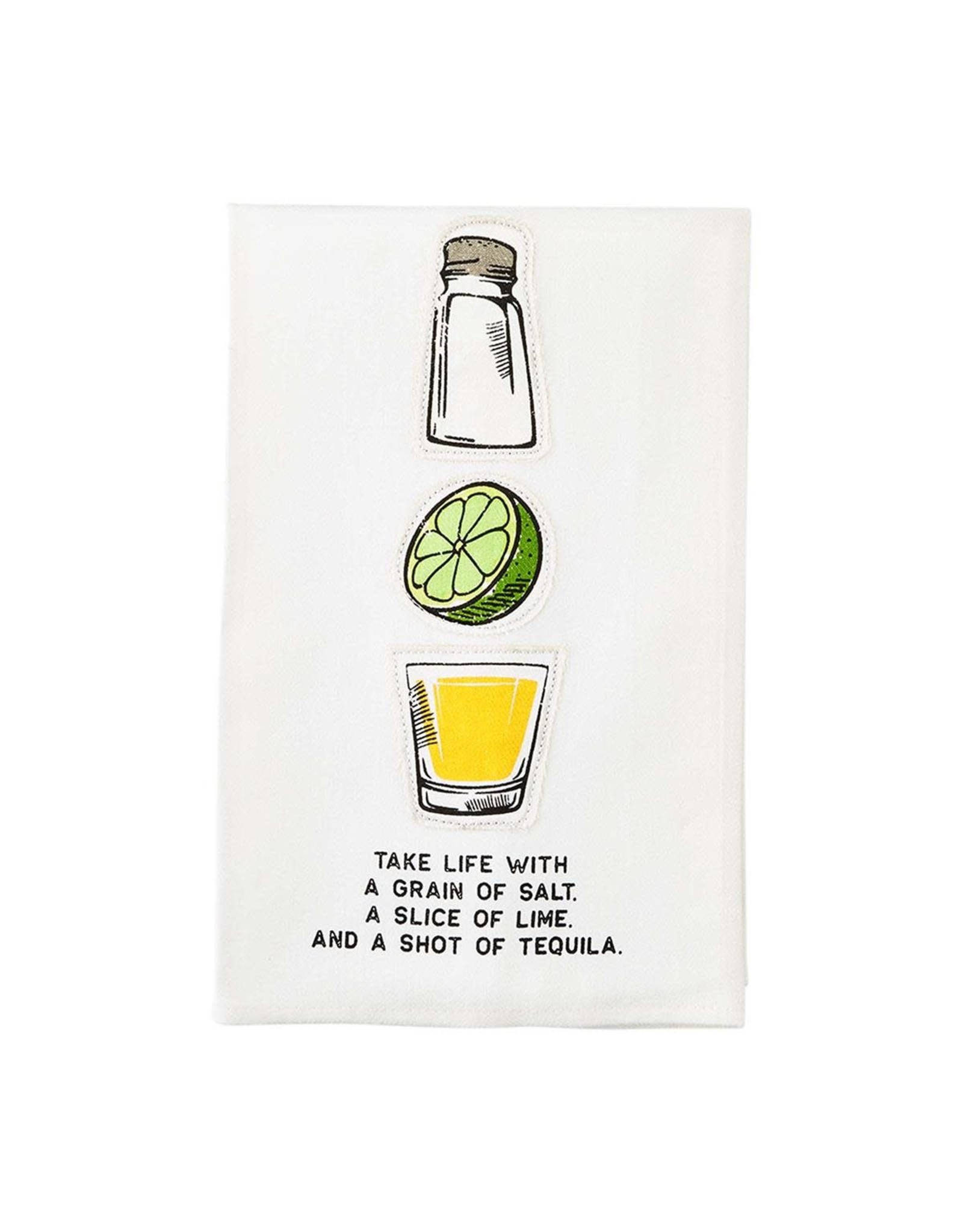 Mud Pie Hand Towel Take Life With A Grain Of Salt Lime Shot Of Tequila
