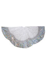 Kurt Adler Christmas Tree Skirt Silver Silk w Sequins Velvet 60 inch