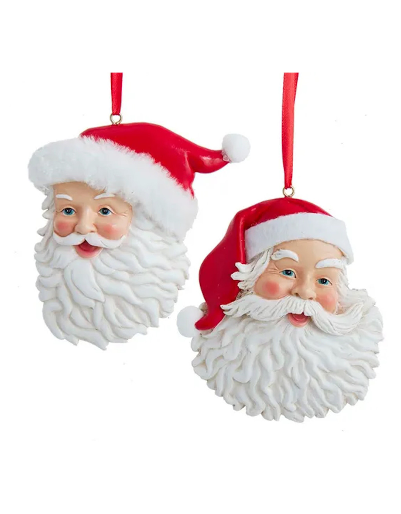 Kurt Adler Santa Head Ornaments Set of 2 Assorted