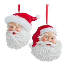 Kurt Adler Santa Head Ornaments Set of 2 Assorted