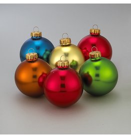 Kurt Adler Christmas Ornaments Multi Colored Glass Balls 65MM Set of 6