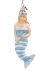 Kurt Adler Glass Mermaid Ornament L Blue -A