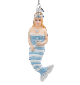 Kurt Adler Glass Mermaid Ornament L Blue -A