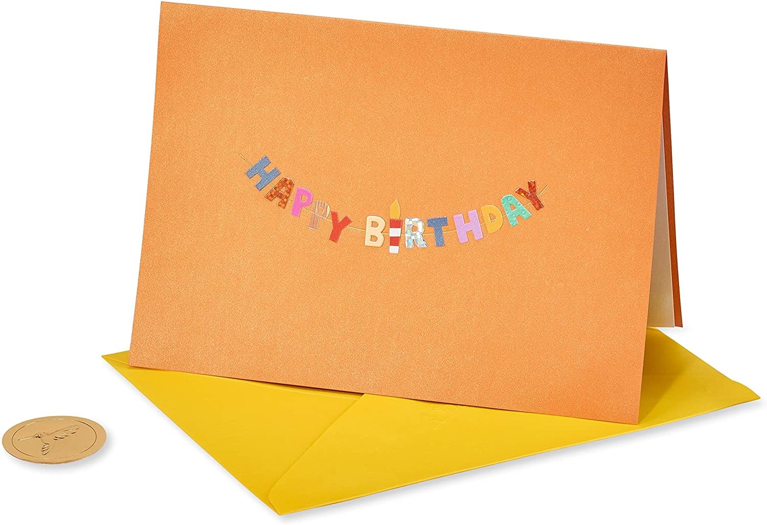 PAPYRUS Birthday Card Handmade Happy Birthday Banner on Orange Digs N