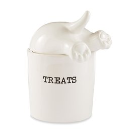 Mud Pie Dog Tail Treat Canister Ceramic Treat Jar With Lid