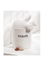 Mud Pie Dog Tail Treat Canister Ceramic Treat Jar With Lid