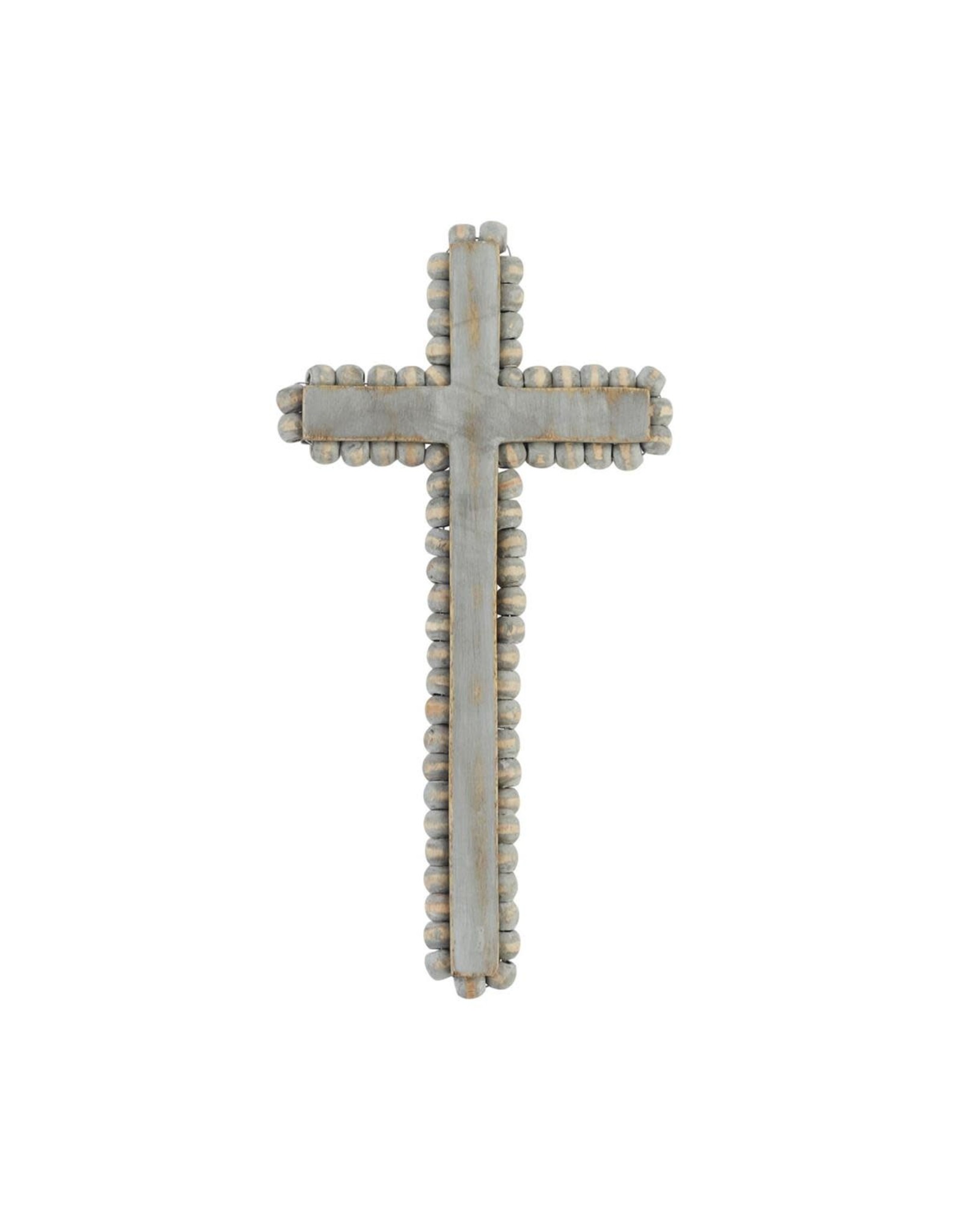 Mud Pie Beaded Wood Cross 9 Inch