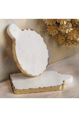Mud Pie Chipped Marble Gold Edge Rectangular Paddle Board