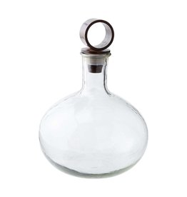 Mud Pie Textured Glass Decanter With Cast Iron Stopper