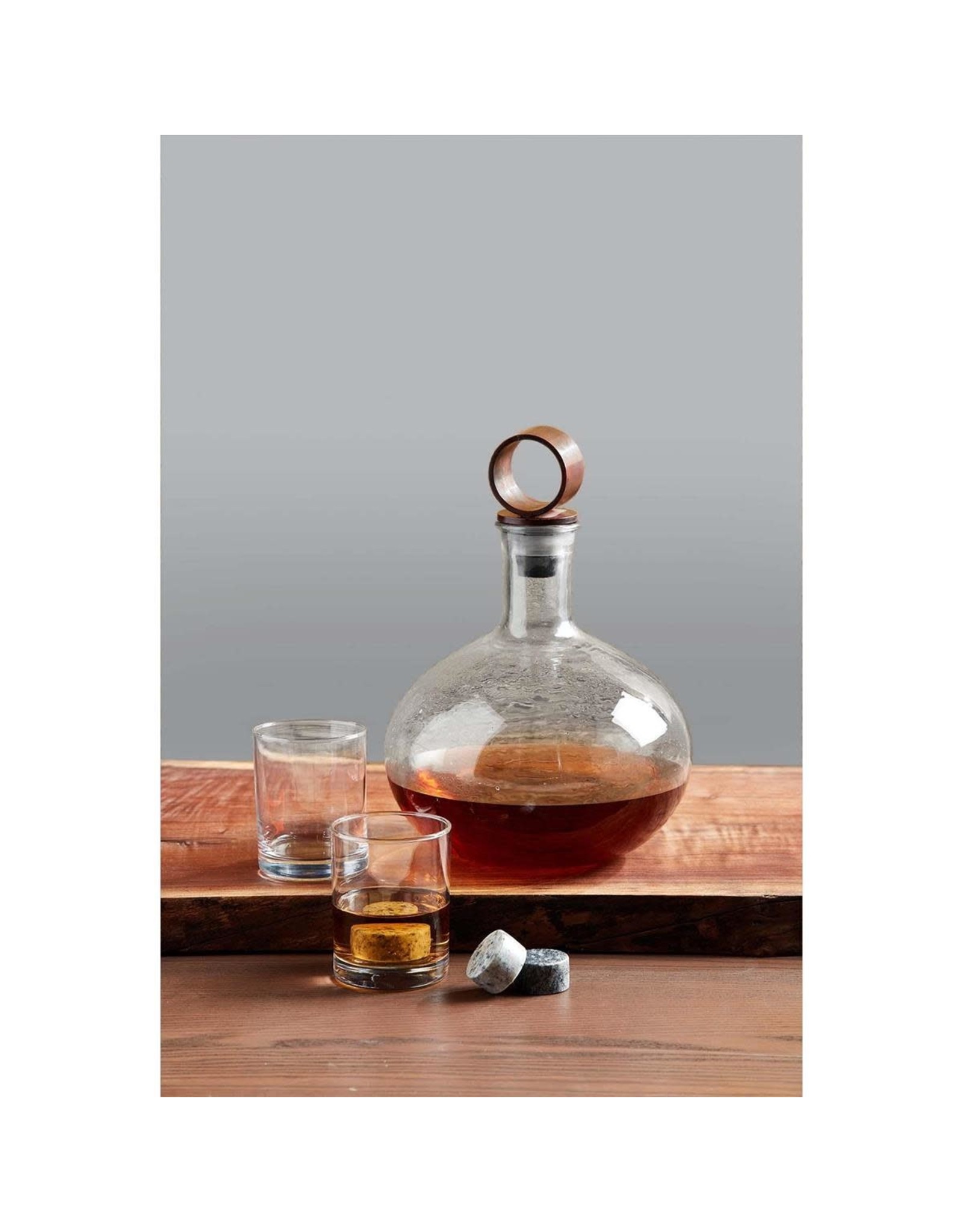 Mud Pie Textured Glass Decanter With Cast Iron Stopper