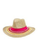 Mud Pie Women's Hats - Striped Straw Fedora - Pink