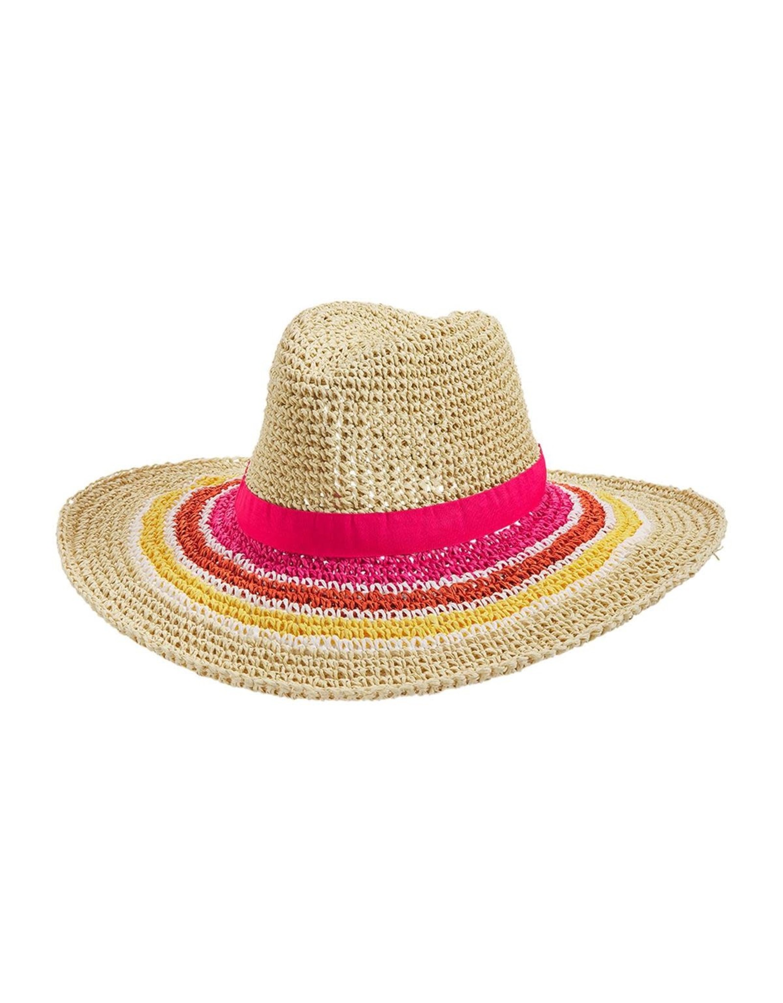 Mud Pie Women's Hats - Striped Straw Fedora - Pink