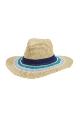 Mud Pie Women's Hats - Striped Straw Fedora Blue