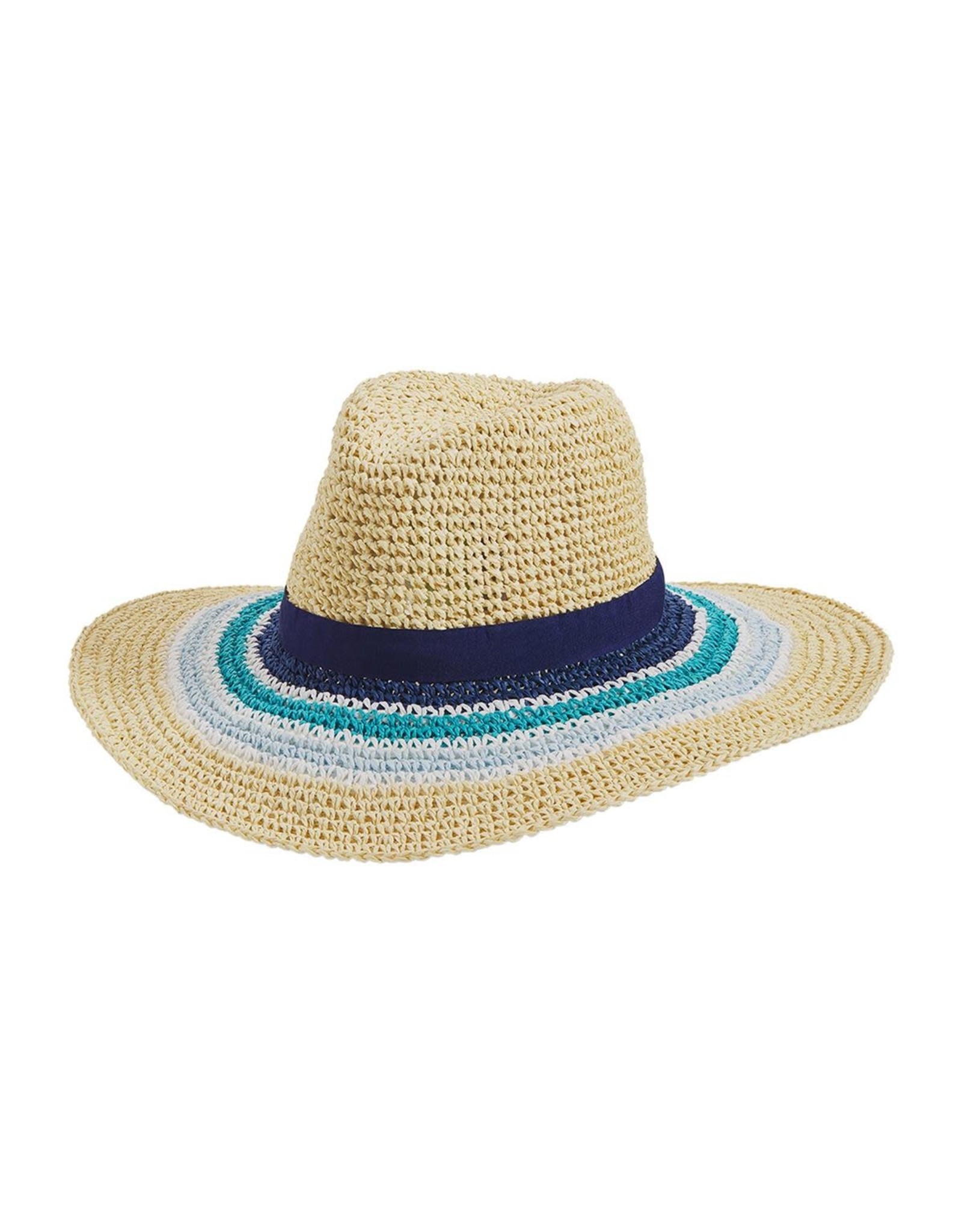 Mud Pie Women's Hats - Striped Straw Fedora Blue