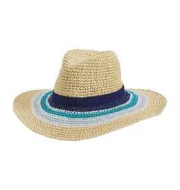 Mud Pie Women's Hats - Striped Straw Fedora Blue