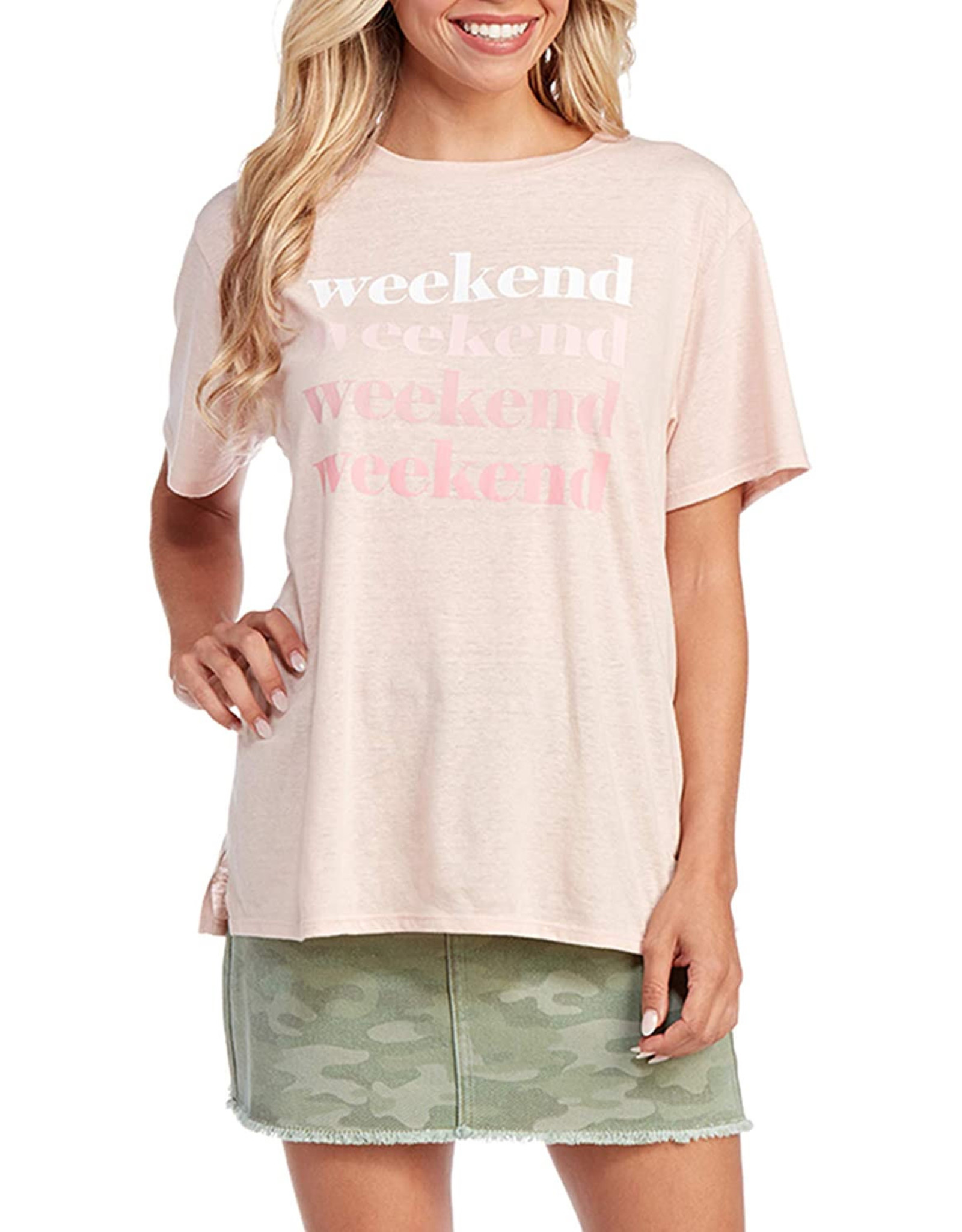 Mud Pie Graphic Tees The Weekend Blush T-Shirt S-M