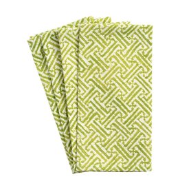 Caspari Cloth Dinner Napkins Set of 4 Green Fretwork