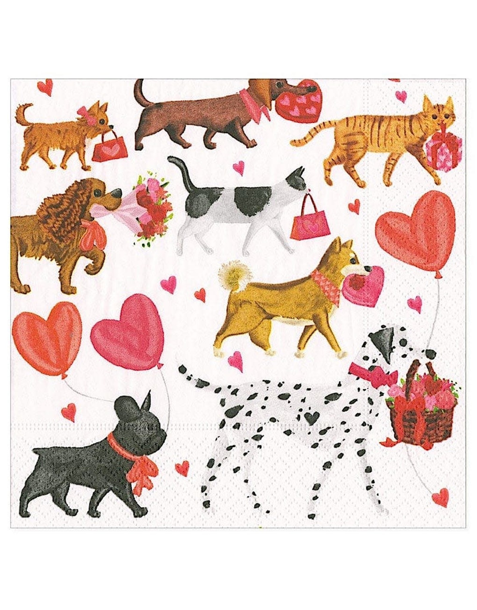 Caspari Valentines Paper Lunch Napkins 20pk Valentine Parade