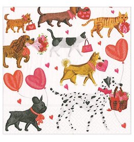Caspari Valentines Paper Lunch Napkins 20pk Valentine Parade