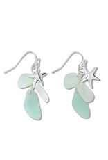 Periwinkle by Barlow Earrings Silver Starfish W Sea Mint Glass Drops