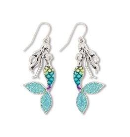 Periwinkle by Barlow Earrings Silver Mermaids W Sparkling Blue Accents