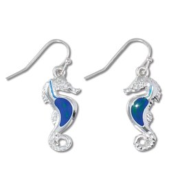 Periwinkle by Barlow Earrings Silver Sea Horses W Blue Enamel Accents