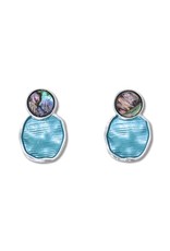 Periwinkle by Barlow Earrings Silver W Abalone And Blue Enamel Post