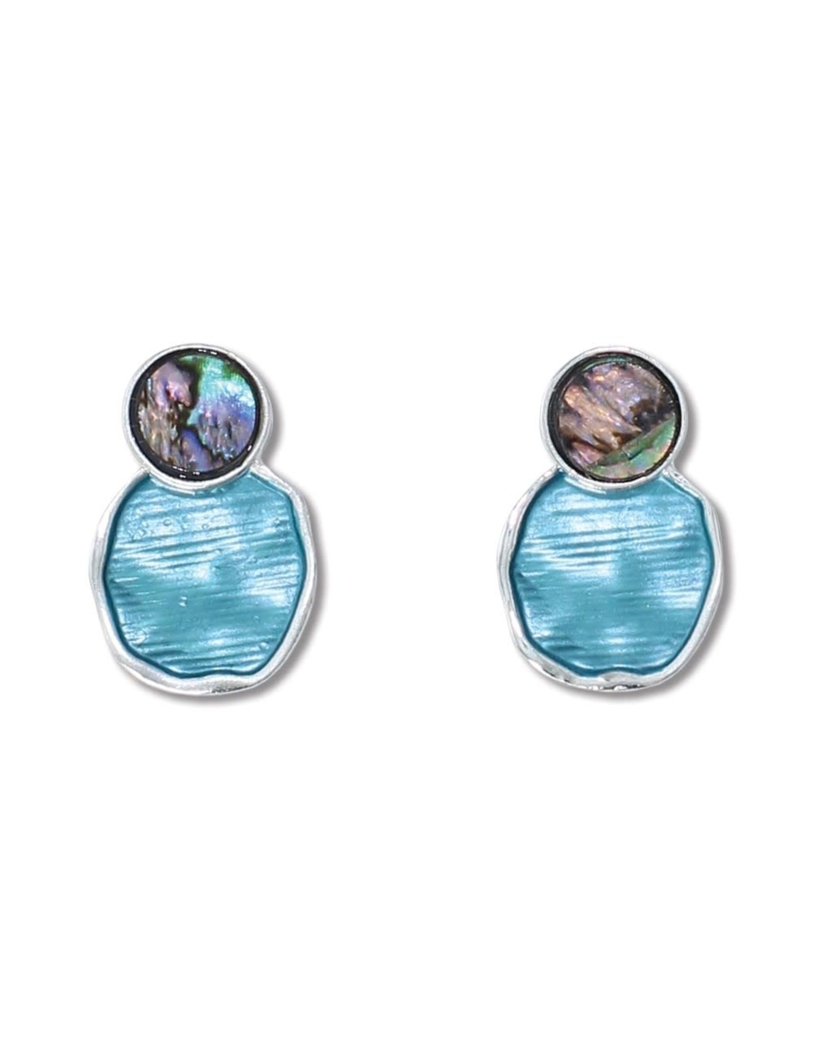 Periwinkle by Barlow Earrings Silver W Abalone And Blue Enamel Post