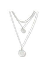 Periwinkle by Barlow Necklace Triple Layer With Silver Hammered Disks