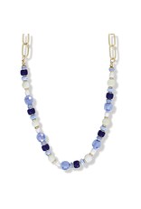 Periwinkle by Barlow Necklace Gold Link W Blue Faceted Beads 18 Inch