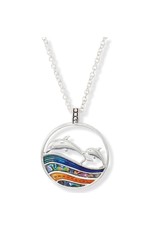 Periwinkle by Barlow Necklace Silver Dolphins In Wave Pendant