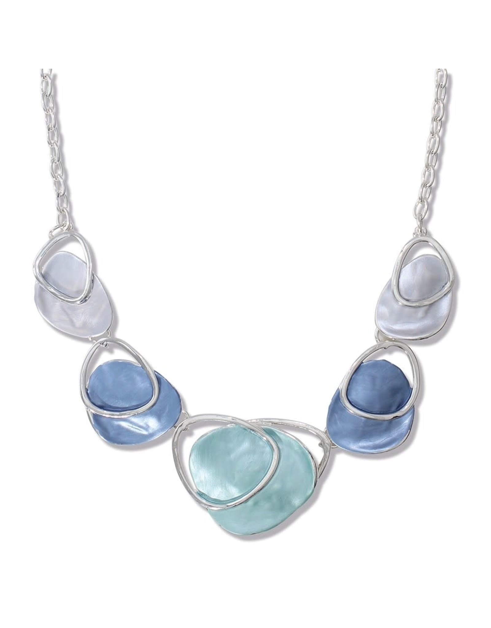 Periwinkle by Barlow Necklace Silver W Gray Blue And Aqua Enamels
