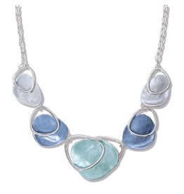 Periwinkle by Barlow Necklace Silver W Gray Blue And Aqua Enamels