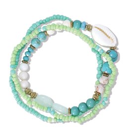 Periwinkle by Barlow Turquoise Beaded With Cowrie Shell Bracelet