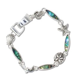 Periwinkle by Barlow Silver Linked Sea Life W Abalone Ovals Bracelet