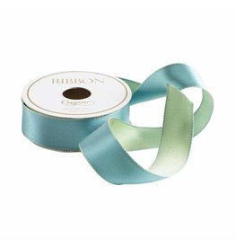 Caspari Duck Egg And Celadon Reversible Satin Wired Ribbon 10 Yard Spool