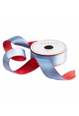 Caspari Cornflower And Red Reversible Satin Wired Ribbon 10 Yard Spool