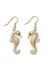Periwinkle by Barlow Earrings Gold Sea Horses Drops