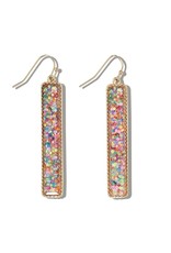 Periwinkle by Barlow Earrings Gold Drops With Confetti Center