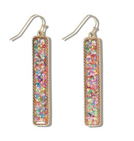 Periwinkle by Barlow Earrings Gold Drops With Confetti Center