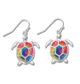 Periwinkle by Barlow Earrings Silver Tie Dye Sea Turtles