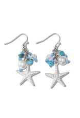 Periwinkle by Barlow Earrings Silver Starfish With Beaded Tassels