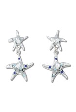 Periwinkle by Barlow Earrings Silver Hammered Starfish W Crystals