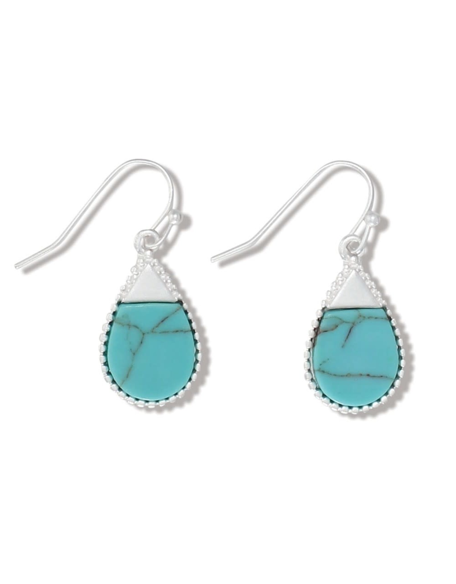 Periwinkle by Barlow Earrings Silver And Turquoise Tear Drops
